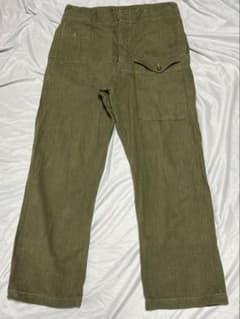 イギリス軍　実物　グリーンデニムパンツ サイズ7 ビンテージのサムネイル
