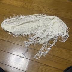 ホワイトレースストール フリンジ付きのサムネイル