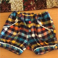 女の子 チェック  パンツ 90  ショートパンツ mou jonjonのサムネイル