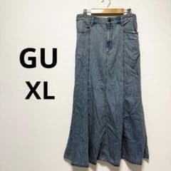 GU ジーユー フレアスカート ロング デニム ライトブルー 古着 XL