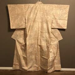 【純さま専用】橙色地花竹模様正絹着物 色大島紬のサムネイル
