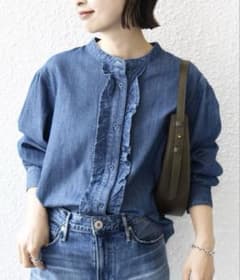 【完売品】26SS新品 SHIPS WOMENライトオンス フリル デニムシャツ 完売品】26SS新品 SHIPS WOMENライトオンス フリル デニムシャツ