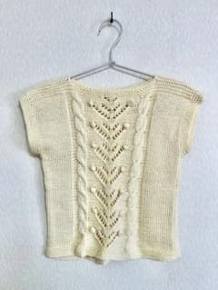 ハンドメイド　ケーブル編み半袖ニットのサムネイル