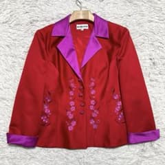 80s アメリカ製 刺繍 チャイナノット あわじ玉ボタン テーラード 