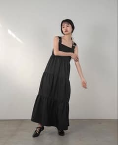 amiur typewriter belt tiered ops ワンピース 黒のサムネイル