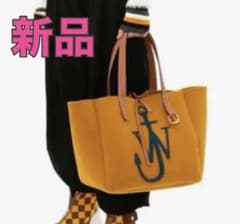 新品】jw anderson ベルトトート バッグ イエロー フェルト ロゴ 