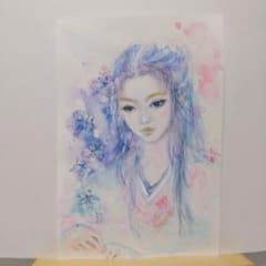 手描き 原画 絵画 「Celestial β'」A4サイズ 人物画 鉛筆画 水彩 人物画イラスト色鉛筆画水彩画絵画原画 - メルカリ