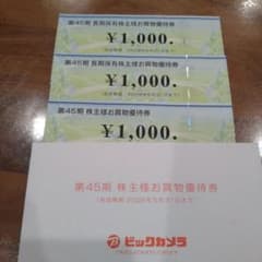 ビッグカメラ 株主優待券 ¥1,000×3枚のサムネイル