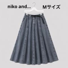 niko and... デニムフレアロングスカート Mサイズ グレー ベルト付きのサムネイル