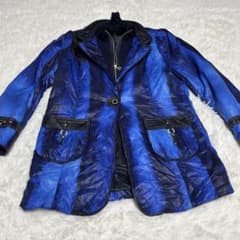 希少品 伊太利屋 イタリヤ ダウンジャケット ブルー ビジュー XLサイズ 