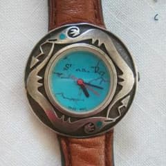 Indian jewelry watch / raw turquoise dial