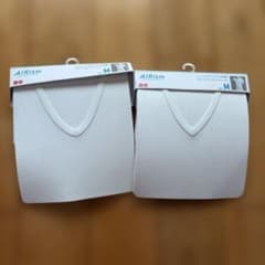 UNIQLO AIRism VネックTシャツ 半袖 ホワイト M 2枚セットのサムネイル