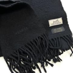 HERMES エルメス カシミヤ100%マフラー 黒 スコットランド製 - メルカリ