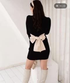 SPIRALGIRL チョーカーネックバックリボン2wayリブニットワンピースのサムネイル