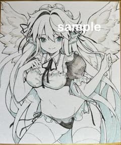 オリジナル イラスト 【人外水着メイド】 手描き アナログ 原画 色紙