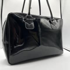 美品✨皇室御用達 高級 傳濱野 ボストンバッグ エナメル 肩掛け可 A4収納