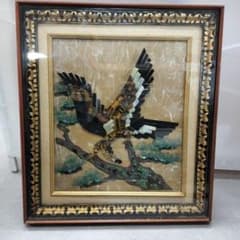貴石画★花と鳥のデザイン アート作品 y 天然石絵画 貴石画 立体的な鳥のアート作品 - メルカリ