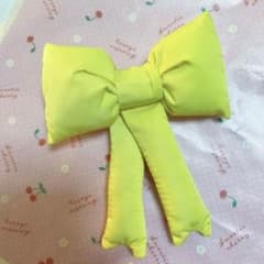 韓国 キッズヘアアクセ ヘアクリップ ヘアピン ヘアパッチ りぼん 黄色