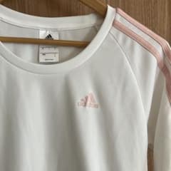 adidas スポーツウェア 長袖 ホワイト ピンク Lのサムネイル