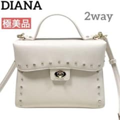 ★美品 ダイアナ DIANA かごバッグ ショルダー 2way ハンドバッグ 白 極美品】DIANA ダイアナ ショルダーバッグ ビジュー スタッズ 2way