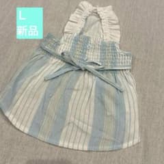 moncheri 冷感　ギャザーストライプ　ワンピース Lのサムネイル