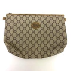 Gucci GG Supreme GG Plus Leather PVC Clutch Bag, Beige