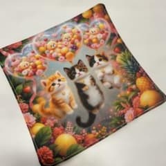 ハンドメイド ガーゼハンカチ 276 ねこ柄 - メルカリ
