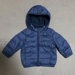 UNIQLO BABY ライトウォームパデッドパーカ 90 ネイビー 記名跡ありのサムネイル