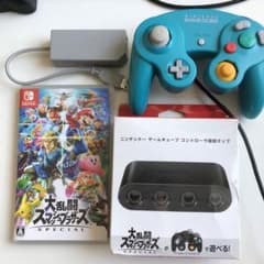 スマブラSP 純正接続タップ、GCコントローラー、有線LANアダプターのサムネイル