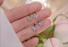 [Silver] Butterfly Earrings Gold Korean Fashion