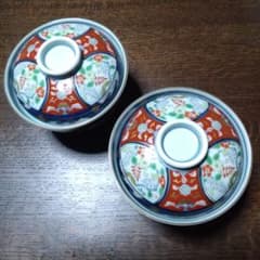 伊万里鍋島焼瀬兵窯 色絵 /藤花山水絵 蓋付き椀×2 - メルカリ