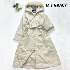 高級感✨エムズグレイシー ダウンコート ロング リボン ファー フード 38 M 高級感✨エムズグレイシー ダウンコート ロング リボン ファー フード