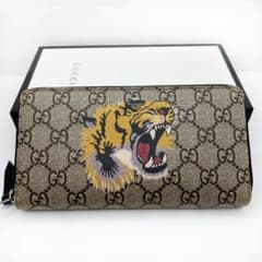 美品 希少 GUCCI グッチ 長財布 ラウンド ファスナー GGスプリーム✕虎
