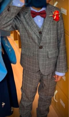 子供用（男の子）チェック柄スーツ（120cm）　5点セットのサムネイル