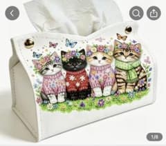 新品未開封　ダイヤモンドアート　ティッシュボックス　子猫　おまけつき