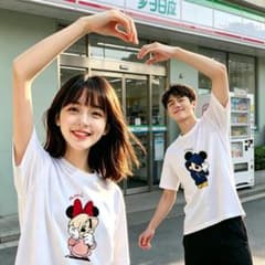 一度も使用していない ミッキー＆ミニー プリント 半袖 T シャツ BX129のサムネイル