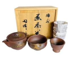茶器セット 宝瓶 煎茶碗 備前焼 煎茶器揃 急須 湯冷まし 湯呑5客 共箱