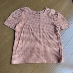 オレンジ チェック柄 半袖Tシャツのサムネイル