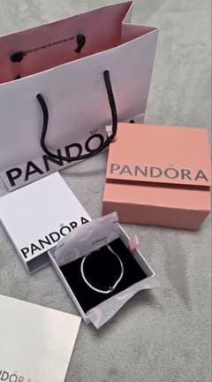 미품질 PANDORA 판도라 테니스 팔찌 실버 하트 레드 상자