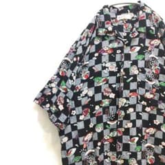 BLD　和柄　毬　扇子　アロハシャツ　Lサイズのサムネイル