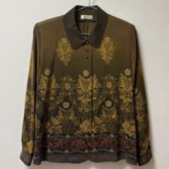 希少✨【昭和レトロ】日本製　ヴィンテージ 花柄 長袖シャツ ブラウス 古着 秋服のサムネイル