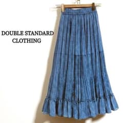 ​極美品 定価4.2万 ダブスタ デニムプリント シフォンプリーツスカート 36 極美品 定価4.2万 ダブスタ デニムプリント シフォンプリーツスカート