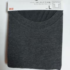 ユニクロ　クルーネックT　半袖　メンズ　ダークグレー　L　ドライカラー　新品のサムネイル
