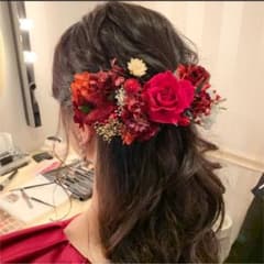 【年末お値下げ！】ヘッドドレス 赤　結婚式　ドライフラワーのサムネイル