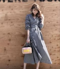 &.NOSTALGIA ギンガムチェック カシュクールワンピース ブラック 黒のサムネイル