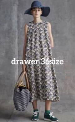 drawer　ドゥロワー　花柄　ボタニカル　フラワー　ノースリーブワンピース drawer ドゥロワー 花柄 ボタニカル フラワー ノースリーブワンピース
