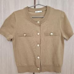 GU 半袖 ニットカーディガン ブラウン Sのサムネイル