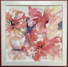 足立真知子 Pleasure–Ⅱ 絵画 版画 額縁 花 抽象画 アート 白 額装 足立真知子 Pleasure–Ⅱ 絵画 版画 額縁 花 抽象画 アート 白 額装