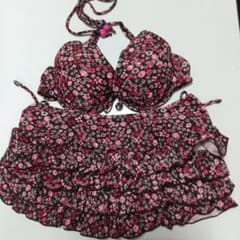 花柄セパレート水着 黒・ピンクのサムネイル