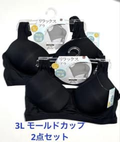 3L 大寸 モールドカップブラ ブラック 2点